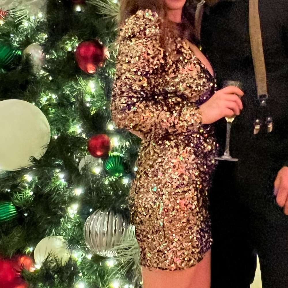 Gold sequined dress